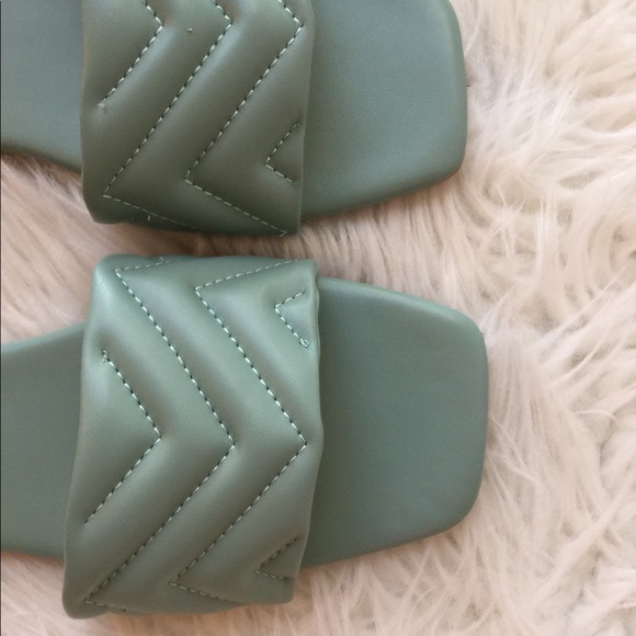 Sea Foam Quilted Square Toe Sandals - Picture 9 of 16